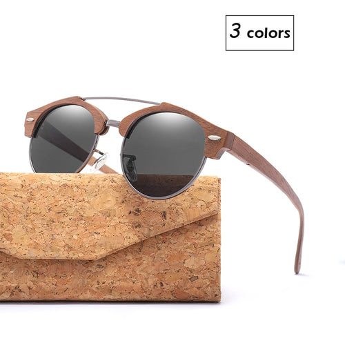 Semi-Rimless Wood Sunglasses