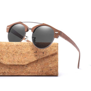 Semi-Rimless Wood Sunglasses