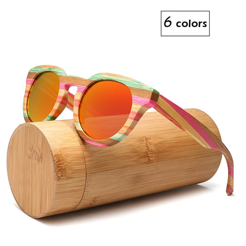 Round Wood Bamboo Sunglasses